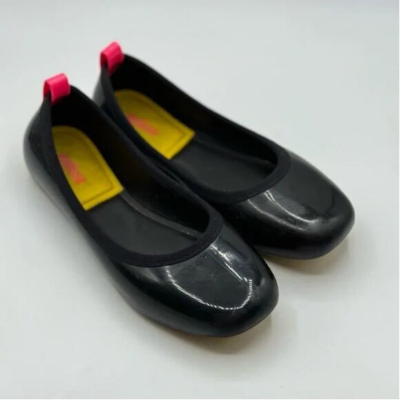 Melissa Women's Black Gloss Rubber Flats Size 6 - Picture 1 of 10